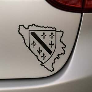 Naljepnica Karta BiH sa grbom RBIH crne boje