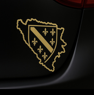 Naljepnica Karta BiH sa grbom RBIH zlatne boje