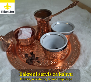 bakreni servis za kahvu za 2 osobe