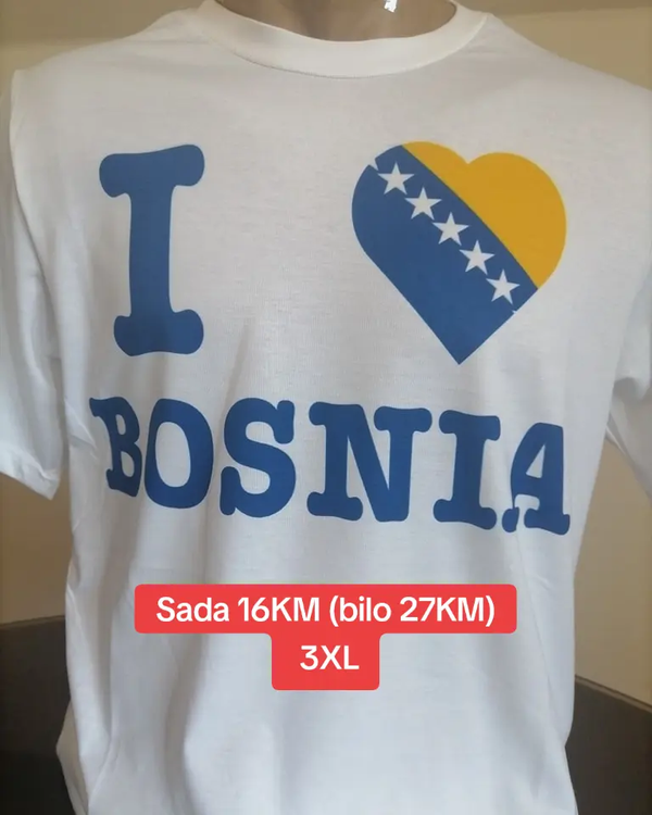 Bijela majica I LOVE BOSNIA