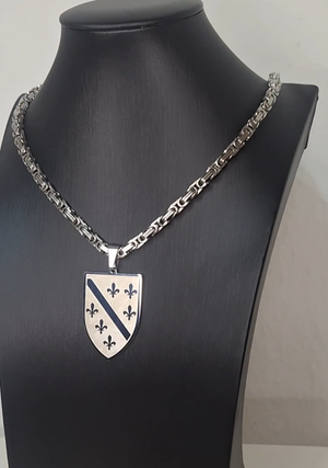 Lanac kraljevski vez srebrne boje sa grbom RBiH