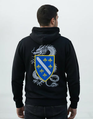 Crni duks sa zmajem i grbom RBIH na leđima